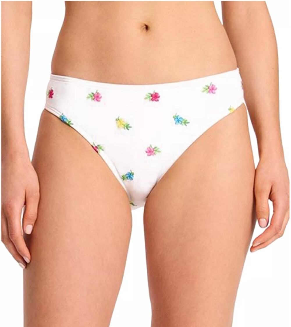 KATE SPADE SIZE SMALL CLASSIC FRENCH CUP BIKINI BOTTOMS WHITE FLORAL NEW